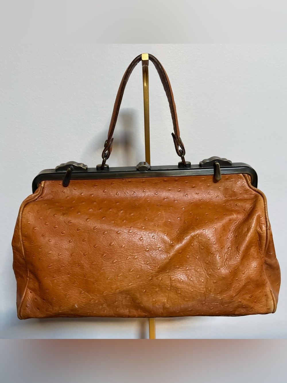 Outback Red Vintage Structured Leather Tote in Cognac